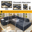LLappuil 110" Sectional Sofa, Modular Sectional Couch Convertible Sofa Bed, 7 Seat Corduroy Sofa Couch with Movable Ottoman, Hidden Armrest Storage & USB Charging Ports Dark Gray