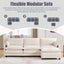 LLappuil Sectional Sofa, 4 Seat Corduroy Cloud Sofa Couch with Reversible Ottoman for Living Room Beige