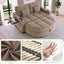 LLappuil 60" Loveseat Sofa with Storage Ottoman, 2 Seat Sofa Convertible Sofa Bed, Chenille Sofa Couch with Small Tabletop, USB & Type-c Charging Port, Cup Holders for Living Room Khaki