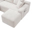LLappuil Sectional Sofa, 106" U Shaped Modular Sectional Couch with Left Chaise, Cloud Courduroy Sofa Couch with Movable Ottoman for Living Room White