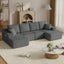 LLappuil 130" Sectional Sofa, U Shaped Modular Sectioanl Couch with Chaise, Boneless Corduroy Sofa Couch for Living Room, No Assembly Compression Sofa Gray