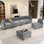 LLappuil 121" Sectional Sofa, Modular Sectional Couch Convertible Sofa Bed, Chenille Cloud Sofa Couch with Hidden Storage & USB Ports & Cup Holders & Bluetooth Speaker for Living Room Gray