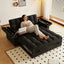 LLappuil Pull Out Sofa Bed Full Size, 65" Loveseat Sofa Convertible Sofa Bed, Velvet Sofa Couch with Small Toptable, Charging Port, Hidden Storage Armrest for Living Room Black