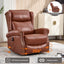 LLappuil Recliner Chair, 360° Swivel Massage Recliner Chair with Heat, Genuine Leather Nursery Glider Rocker Manual Recliner Chair with Side Pockets for Living Room, Bedroom Dark Brown