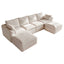 LLappuil 122" Sectional Sofa, U Shaped Sectional Couch with Double Ottoman, Linen Boneless Cloud Couch for Living Room