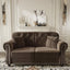 LLappuil Loveseat Sofa, Velvet Chesterfield Sofa for Living Room Brown
