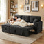 LLappuil Sectional Sofa, 71" Sectional Couch Convertible Sofa Bed, Pull Out Sofa Bed Full Size with Storage Chaise for Living Room, Linen Black