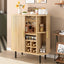 LLappuil 28" Wine Bar Cabinet, Coffee Bar Cabinet with 8-Grid Wine Rack, 5-Level Adjustable Shelves, 2 Glass Holders, 4 Hidden Storage Space