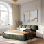 LLappuil Upholstered Platform Bed King Size, Oversized Wood Bed Frame with Padded Backrest Green