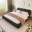 LLappuil Upholstered Platform Bed King Size, Oversized Wood Bed Frame with Padded Backrest Black