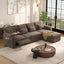 LLappuil 108" Sectional Sofa, Oversized Sectional Couch with Pull Out Sofa Bed, Chenille Sofa Couch Convertible Sofa Bed with Recliner Chair, Small Tabletop, Storage Chaise for Living Room