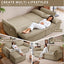 LLappuil Pull Out Sofa Bed Queen Size, 85" Loveseat Sofa with Movable Ottoman, USB Charging Port, Corduroy Sofa Couch Convertible Sofa Bed for Living Room Camel