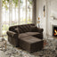 LLappuil Modular Sectional Sofa, Loveseat Sofa with Ottoman, Velvet Chesterfield Sofa for Living Room Brown