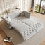 LLappuil 84" Pull Out Sofa Bed Queen Size, Oversized Chesterfield Velvet Sofa with Flower Tufting, Loveseat Sofa Couch Convertible Sofa Bed for Living Room Gray