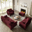 LLappuil Modular Sectional Sofa, 6 Seat Velvet Sofa with Ottoman for Living Room Red