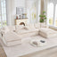 LLappuil Sectional Sofa, Oversized 138" Sectional Couch Convertible Sofa Bed, 6 Seat Corduroy Sofa Couch with Side Pocket for Living Room, No Assembly Beige