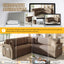LLappuil Sectional Sofa, 85" Sectional Couch with Pull Out Sofa Bed King Size, 5 Seat Teddy Sofa Convertible Sofa Bed for Living Room Brown