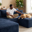 LLappuil Sectional Sofa, 94.5" U Shaped Modular Sectional Couch with Right Chaise, Cloud Courduroy Sofa Couch with Movable Ottoman for Living Room Blue