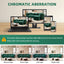 LLappuil 89" Loveseat Sofa, Pull Out Sofa Bed King Size, Chesterfield Sofa Convertible Sleeper Sofa Bed, Velvet 3-Seater Sofa with Movable Ottoman for Living Room Green