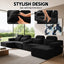 LLappuil 145" Sectional Sofa, Oversized Modular Sectional Sofa with Cup Holder, Hidden Storage, 4 Seat Corduroy Sofa Couch with Chaise for Living Room Black