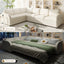 LLappuil Sectional Sofa, 115" Sectional Couch with Pull Out Sofa Bed King Size, 6 Seat Teddy Sofa Convertible Sofa Bed for Living Room Beige