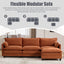 LLappuil Sectional Sofa, 4 Seat Corduroy Cloud Sofa Couch with Reversible Ottoman for Living Room Orange