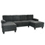 LLappuil Sectional Sofa, 104" Sectional Couch with Dual Chaise, Upholstered Sofa Couch for Living Room Dark Gray