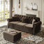 LLappuil Modular Sectional Sofa, 3 Seat Velvet Sofa with Ottoman for Living Room Brown
