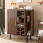 LLappuil 28" Wine Bar Cabinet, Coffee Bar Cabinet with 8-Grid Wine Rack, 5-Level Adjustable Shelves, 2 Glass Holders, 4 Hidden Storage Space