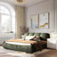 LLappuil Upholstered Platform Bed Queen Size, Oversized Wood Bed Frame with Padded Backrest Green