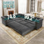 LLappuil 115" Sectional Sofa, Oversized Sectional Couch with Pull Out Sofa Bed King Size, Velvet Button Tufted Chesterfield Sofa Couch with Trim Rolled Arms for Living Room Gray