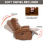 LLappuil Recliner Chair, 360° Swivel Massage Recliner Chair with Heat, Genuine Leather Nursery Glider Rocker Manual Recliner Chair with Side Pockets for Living Room, Bedroom Light Brown