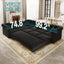 LLappuil 115" Sectional Sofa, Oversized Sectional Couch with Pull Out Sofa Bed King Size, Velvet Button Tufted Chesterfield Sofa Couch with Trim Rolled Arms for Living Room Black