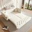 LLappuil 84" Pull Out Sofa Bed Queen Size, Oversized Chesterfield Velvet Sofa with Flower Tufting, Loveseat Sofa Couch Convertible Sofa Bed for Living Room Beige