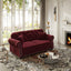 LLappuil Loveseat Sofa, Velvet Chesterfield Sofa for Living Room Red