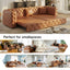 LLappuil 89" Faux Leather Chesterfield Sofa, Oversized Pull Out Sofa Bed King Size, Loveseat Sofa Couch Convertible Sofa Bed for Living Room Brown