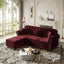LLappuil Modular Sectional Sofa, 3 Seat Velvet Sofa with Ottoman for Living Room Red