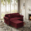 LLappuil Modular Sectional Sofa, Loveseat Sofa with Ottoman, Velvet Chesterfield Sofa for Living Room Red