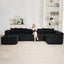 LLappuil 146" Sectional Sofa, U Shaped Sectional Couch with Chaise, 5 Seat Corduroy Sofa Convertible Sleeper Sofa Bed for Living Room Black
