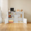 LLappuil Cat Litter Box Furniture, 55" Hidden Cat Litter Box Enclosure with Double Room, Open Shelves, Cabinet, Cat Washroom Furniture for Living Room Entryway