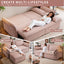 LLappuil Pull Out Sofa Bed Queen Size, 85" Loveseat Sofa with Movable Ottoman, USB Charging Port, Corduroy Sofa Couch Convertible Sofa Bed for Living Room Pink