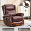 LLappuil Recliner Chair, 360° Swivel Massage Recliner Chair with Heat, Genuine Leather Nursery Glider Rocker Manual Recliner Chair with Side Pockets for Living Room, Bedroom Red