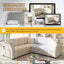 LLappuil Sectional Sofa, 85" Sectional Couch with Pull Out Sofa Bed King Size, 5 Seat Teddy Sofa Convertible Sofa Bed for Living Room Beige