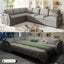LLappuil Sectional Sofa, 115" Sectional Couch with Pull Out Sofa Bed King Size, 6 Seat Teddy Sofa Convertible Sofa Bed for Living Room Light Gray