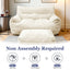 LLappuil Loveseat Sofa, 2 Seater Lazy Sofa Couch with Ottoman, Corduroy Bean Bag Chair for Living Room, Bedroom, Home Office Beige