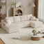 LLappuil 130" Sectional Sofa, U Shaped Modular Sectioanl Couch with Chaise, Boneless Corduroy Sofa Couch for Living Room, No Assembly Compression Sofa Beige