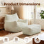 LLappuil Bean Bag Chair with Ottoman, Lazy Sofa Chair for Adults, Memory Foam Bean Bag Chairs with Filler Included for Living Room Bedroom Beige