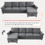LLappuil Sectional Sofa, 107" Sectional Couch with Pull Out Sofa Bed Queen Size, 4 Seat Velvet Sofa with Memory Foam Mattress for Living Room Dark Gray