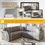 LLappuil Sectional Sofa, 85" Sectional Couch with Pull Out Sofa Bed King Size, 5 Seat Teddy Sofa Convertible Sofa Bed for Living Room Light Gray