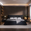 LLappuil Upholstered Platform Bed Queen Size, Oversized Wood Bed Frame with Headboard Black